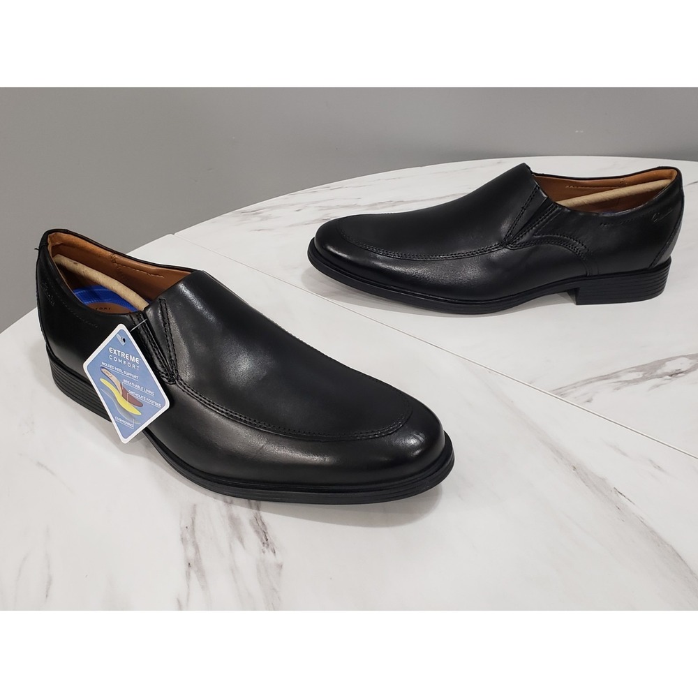 NEW NO BOX SIZE 11 Clarks Whiddon‎ Step Black Leather Loafer Dress Shoes EU 44.5